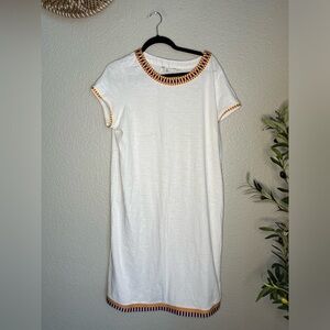 BODEN ~ Embroidered
WHITE Jersey Cotton Popover Dress 14